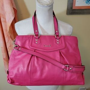 *Coach Ashley Pink Leather Carryall Purse Handbag